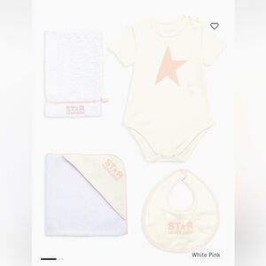 Golden Goose  Baby Girl's 3 Piece Bib Bath Gift Set 3-6 Months *Missing Bodysuit